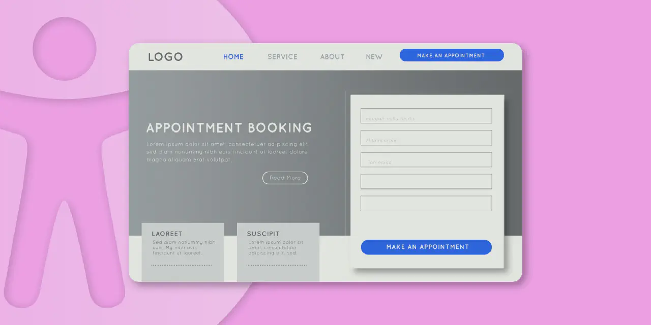 A mockup of a booking website