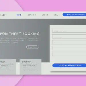 A mockup of a booking website