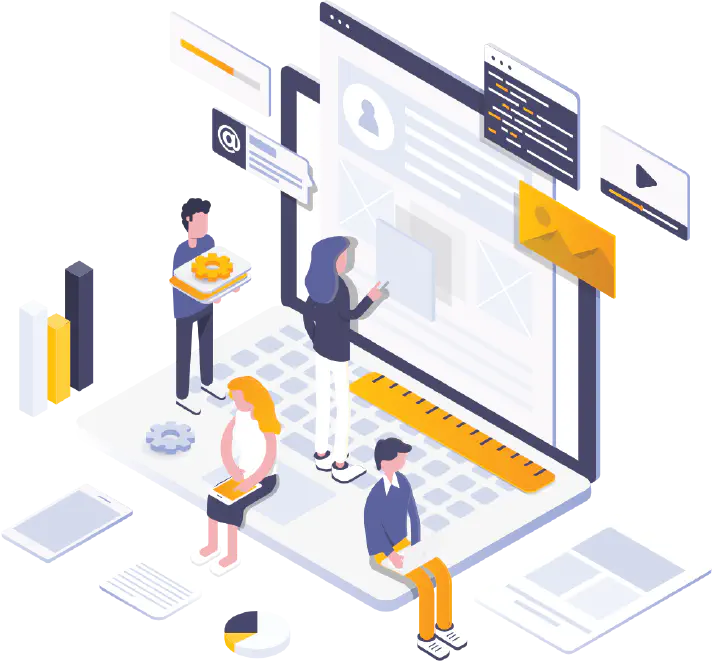 false Team working on a software solution