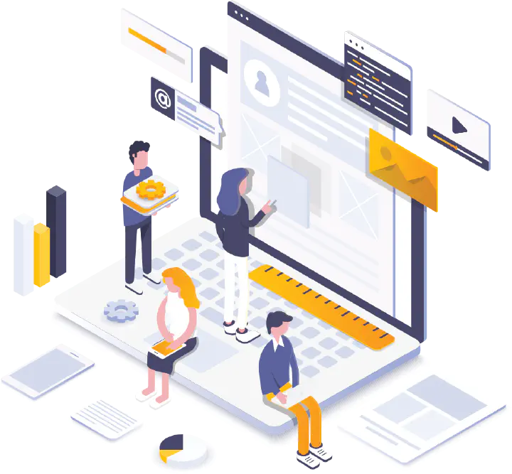 false Team working on a software solution