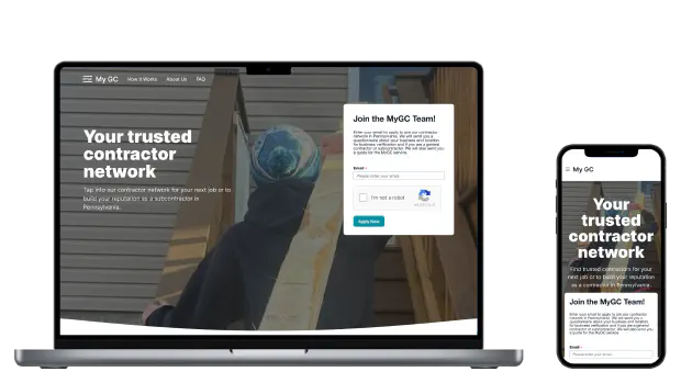 Display of MyGC Team's website for both desktop and mobile.