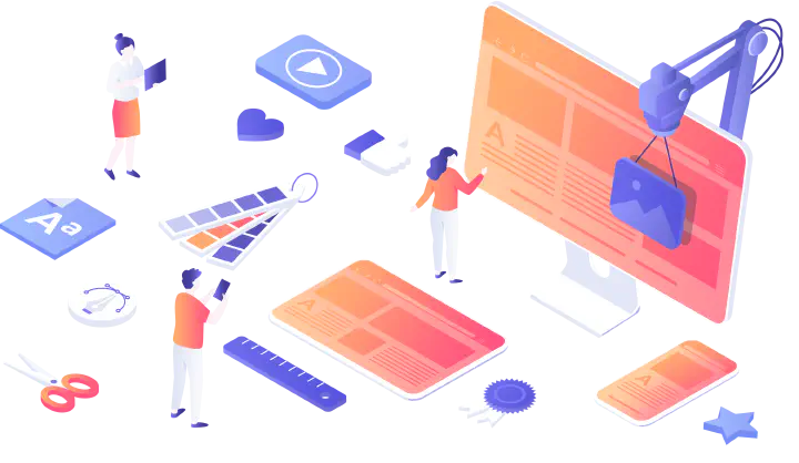 Team designing a responsive website