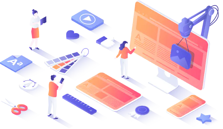 Team designing a responsive website